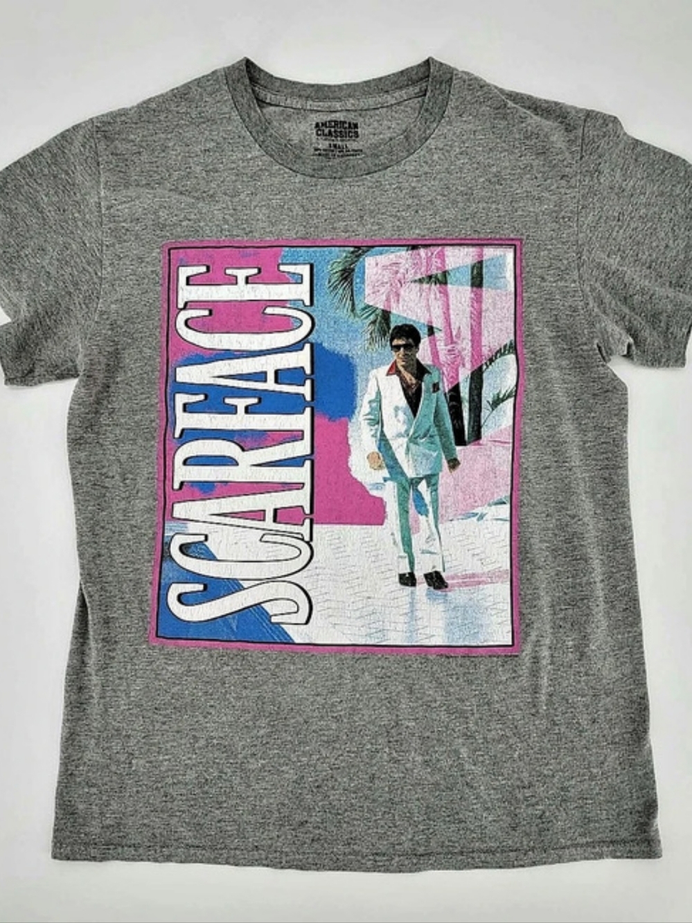 American Classics Scarface Tony Montana Graphic Tee Gray Small